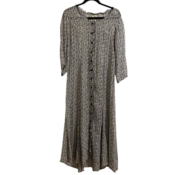 April Cornell Dresses & Skirts - April Cornell Vintage Black White Floral Button Front Maxi Dress Rayon Small